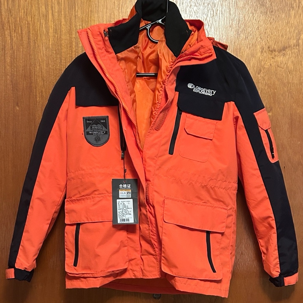 Men's Orange and Black Snowboarding Jacket